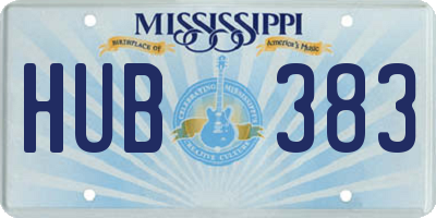 MS license plate HUB383