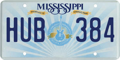 MS license plate HUB384