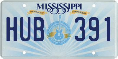 MS license plate HUB391