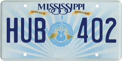 MS license plate HUB402