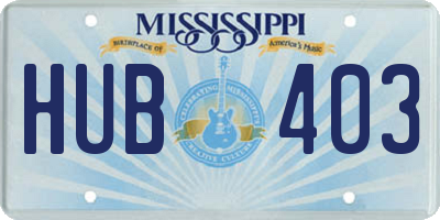 MS license plate HUB403
