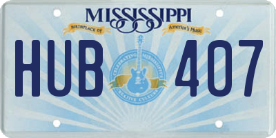 MS license plate HUB407