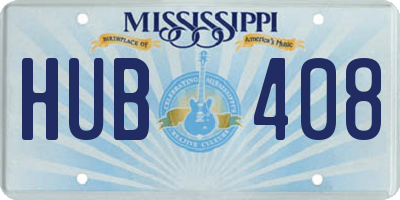MS license plate HUB408