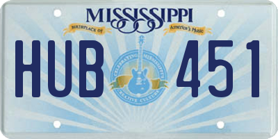 MS license plate HUB451