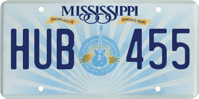 MS license plate HUB455