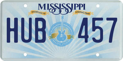 MS license plate HUB457