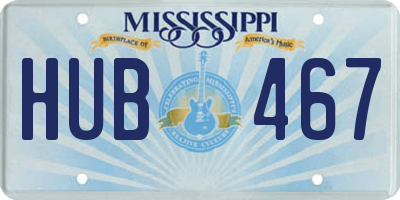 MS license plate HUB467