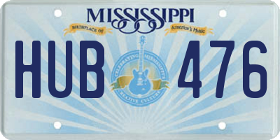 MS license plate HUB476