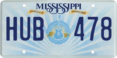 MS license plate HUB478