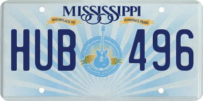 MS license plate HUB496