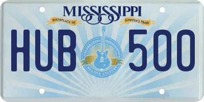 MS license plate HUB500