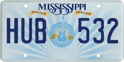 MS license plate HUB532
