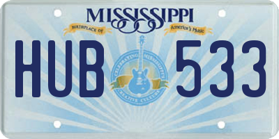 MS license plate HUB533