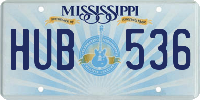 MS license plate HUB536