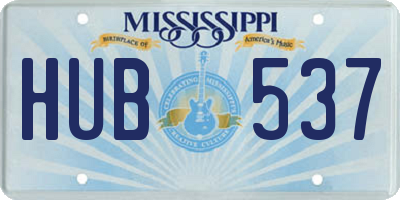 MS license plate HUB537