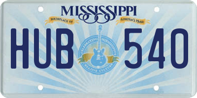 MS license plate HUB540