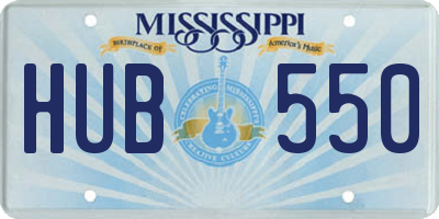 MS license plate HUB550