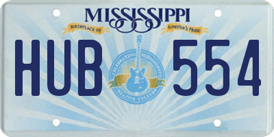 MS license plate HUB554