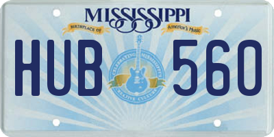 MS license plate HUB560