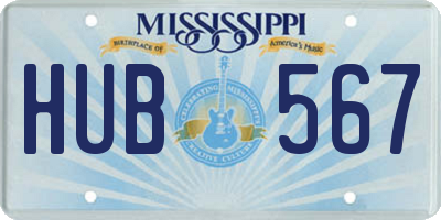 MS license plate HUB567