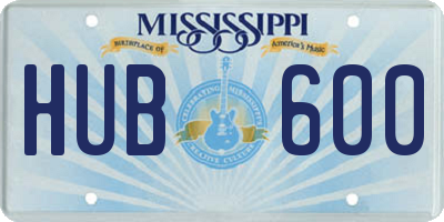 MS license plate HUB600