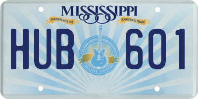MS license plate HUB601