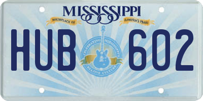 MS license plate HUB602