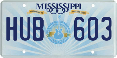 MS license plate HUB603