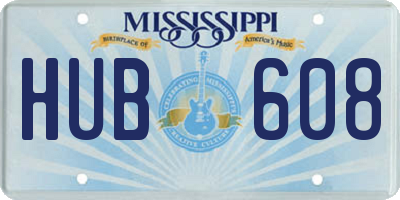 MS license plate HUB608