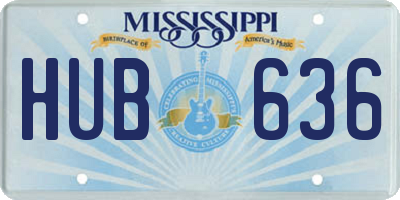 MS license plate HUB636