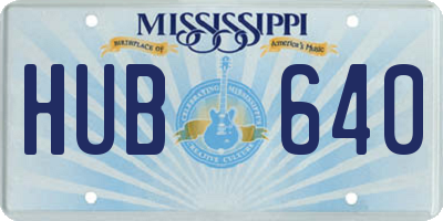 MS license plate HUB640