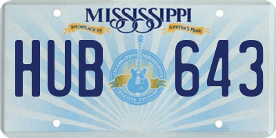 MS license plate HUB643