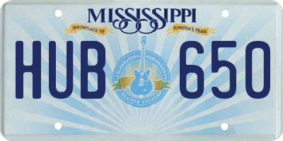 MS license plate HUB650