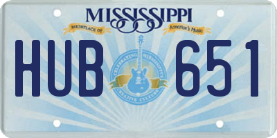 MS license plate HUB651