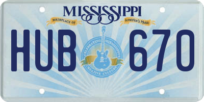 MS license plate HUB670