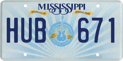 MS license plate HUB671