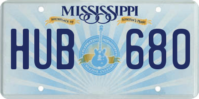 MS license plate HUB680