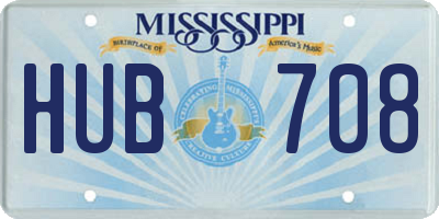 MS license plate HUB708