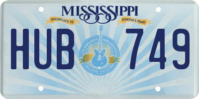 MS license plate HUB749