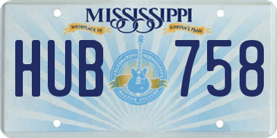 MS license plate HUB758