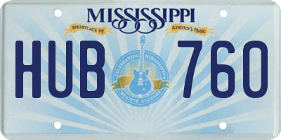 MS license plate HUB760