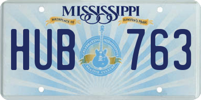 MS license plate HUB763