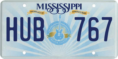 MS license plate HUB767