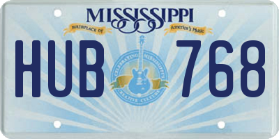 MS license plate HUB768