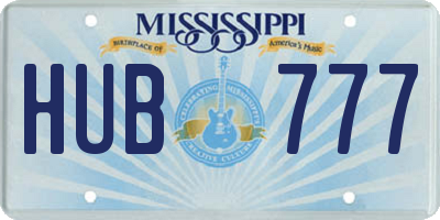 MS license plate HUB777