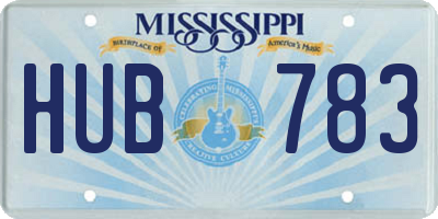 MS license plate HUB783