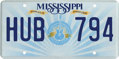 MS license plate HUB794