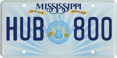 MS license plate HUB800