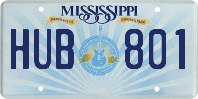 MS license plate HUB801