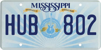 MS license plate HUB802